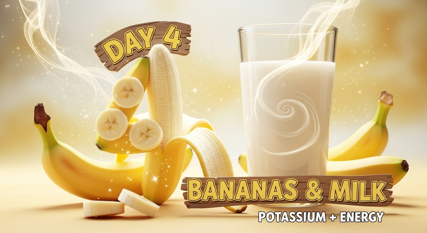 Bananas and milk – Day 4 potassium and energy diet